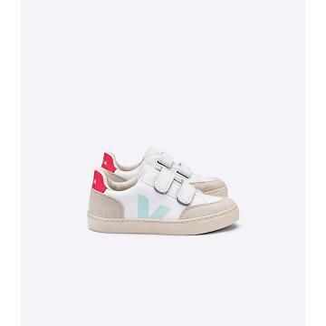 Veja V-12 LEATHER Kids' Sneakers White/Beige | NZ 878LIS